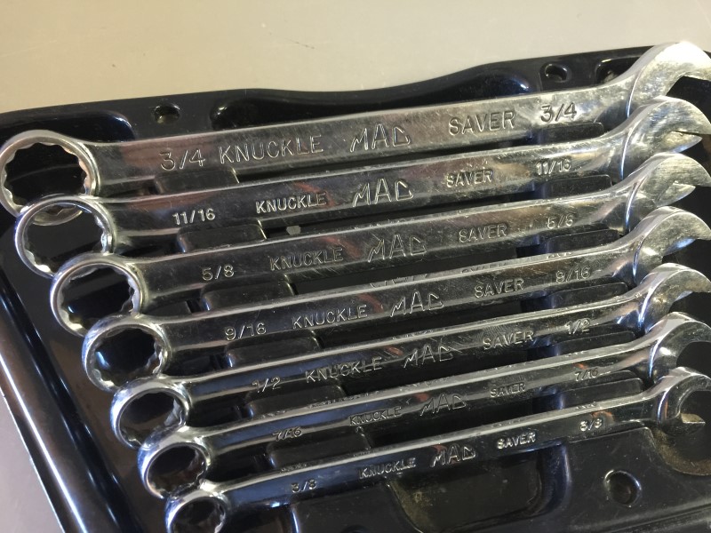 MAC TOOLS 7 PC KNUCKLE SAVER COMBINATION WRENCH SET 3/8"3/4" 12pt