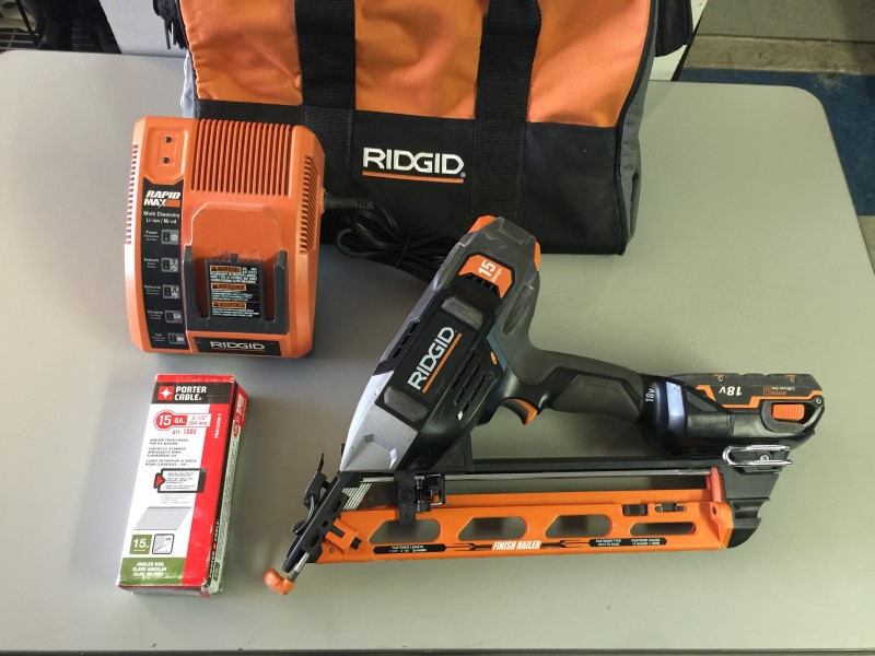 Ridgid R250AF18 18 Volt Cordless 15ga 2-1/2" Finish Nailer Kit Very ...