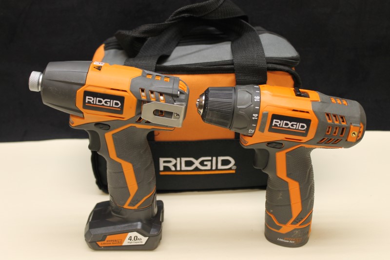 RIDGID 12V 2 SPEED DRILL, IMPACT DRIVER COMBO IN BAG W/CHARGER IN BAG