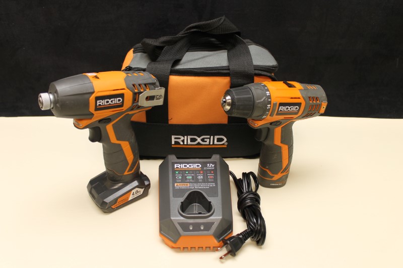 RIDGID 12V 2 SPEED DRILL, IMPACT DRIVER COMBO IN BAG W/CHARGER IN BAG