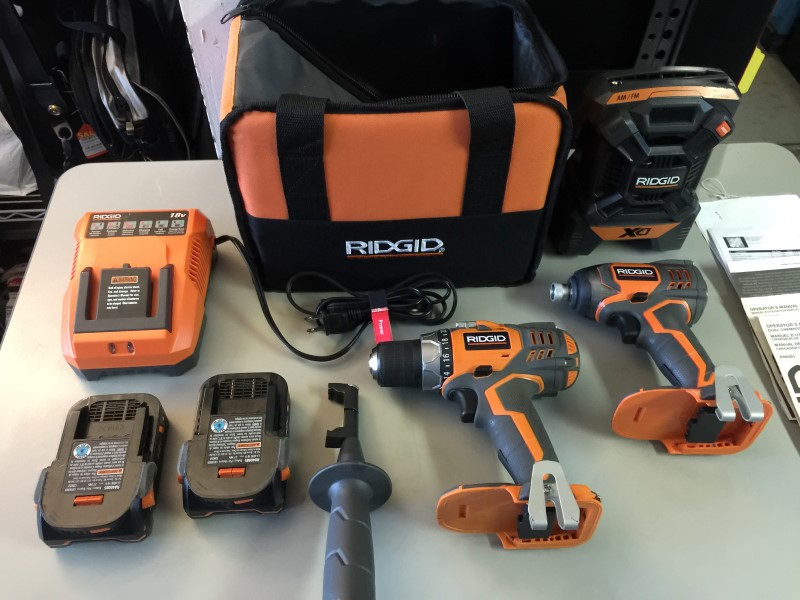 RIDGID R9601 X4 18V Cordless Drill Impact Driver Radio Combo Kit Like