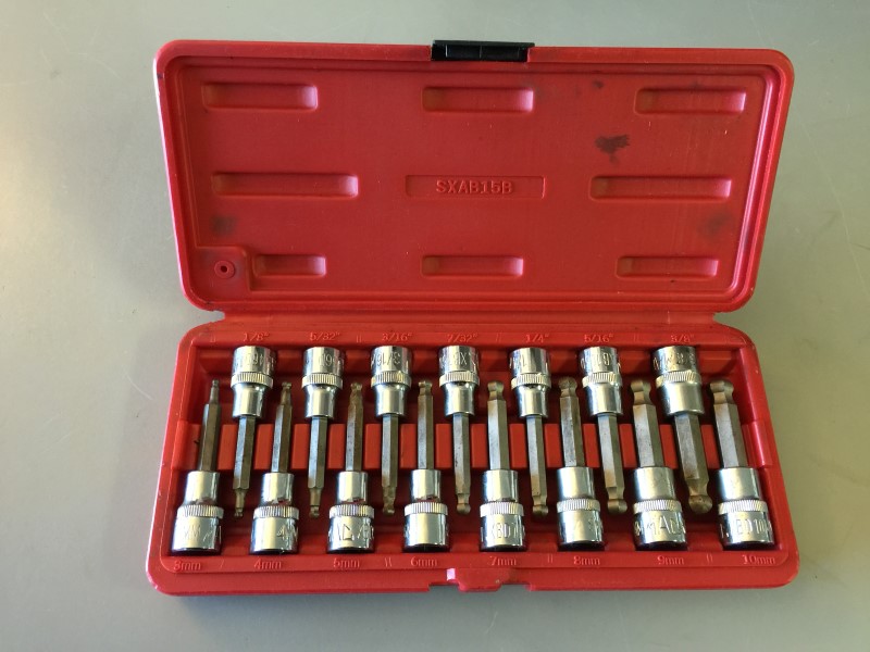 MAC TOOLS SXAB15B 15pc 3/8" MET/SAE Ball End Hex Socket Driver Set Very