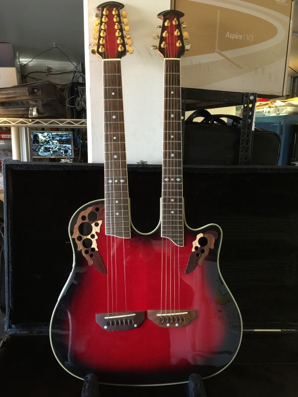 OVATION CELEBRITY CSD 225 DOUBLE NECK 12/6 ELECTRIC ACOUSTIC GUITAR For parts or not working Buya