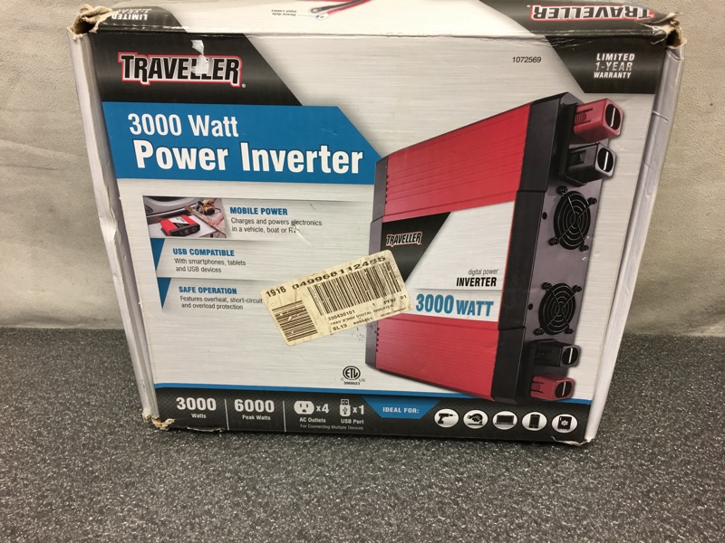 Traveller 1072569 3000 Watt Digital Power Inverter In Box