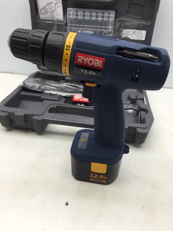 RYOBI Drill Driver 12V SA120 with battery, charger, drill bits and hard