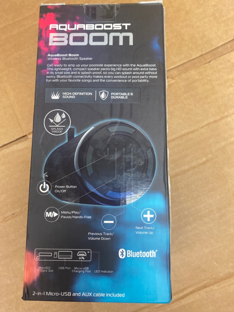 Tzumi Aquaboost Boom W Wireless Bluetooth Speaker Water Resistant