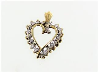 10 KT GOLD PENDANT HEART 0.9DWT/YG