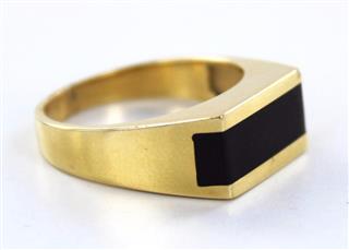 14KT SOLID YELLOW GOLD BLACK ONYX SIZE 9 RING PROTECTION