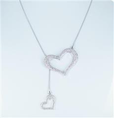 14KT WHITE GOLD NECKCHAIN WITH 2 HEARTS 2.69 ATW 24
