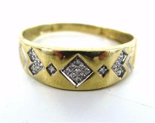 10KT SOLID YELLOW GOLD 21 DIAMONDS WEDDING BAND SZ 11 RING