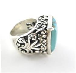 BARSE DESIGNER SILVER ESTATE TURQUOISE RING BAND SZ 6