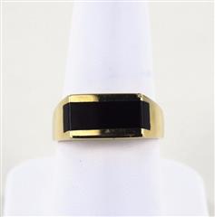14KT SOLID YELLOW GOLD BLACK ONYX SIZE 9 RING PROTECTION