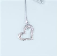 14KT WHITE GOLD NECKCHAIN WITH 2 HEARTS 2.69 ATW 24