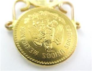 22K GOLD COIN 14KT GOLD FRAME ESTADOS UNIDOS MEXICAN CINCO PESOS