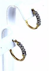 10KT SOLID YELLOW GOLD 12 DIAMONDS HOOP EARRINGS CLARITY CONFIDENCE EMPOWERMENT