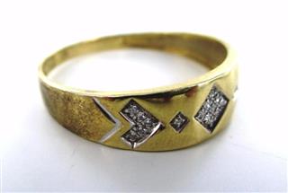 10KT SOLID YELLOW GOLD 21 DIAMONDS WEDDING BAND SZ 11 RING