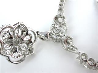 18KT WHITE GOLD NECKLACE 205 DIAMOND FLOWER 23.8DWT FINE JEWELRY 3CT