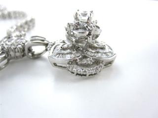 18KT WHITE GOLD NECKLACE 205 DIAMOND FLOWER 23.8DWT FINE JEWELRY 3CT