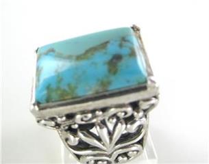 BARSE DESIGNER SILVER ESTATE TURQUOISE RING BAND SZ 6