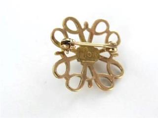 10KT YELLOW GOLD PIN BROOCH VINTAGE CHRISTMAS SEED PEARl