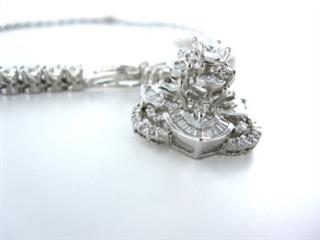 18KT WHITE GOLD NECKLACE 205 DIAMOND FLOWER 23.8DWT FINE JEWELRY 3CT