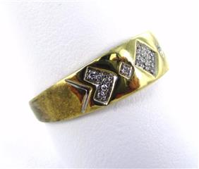 10KT SOLID YELLOW GOLD 21 DIAMONDS WEDDING BAND SZ 11 RING