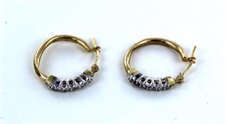 10KT SOLID YELLOW GOLD 12 DIAMONDS HOOP EARRINGS CLARITY CONFIDENCE EMPOWERMENT