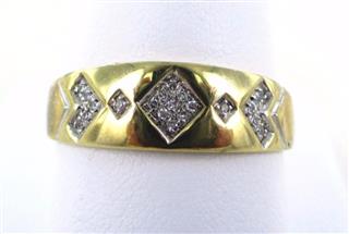 10KT SOLID YELLOW GOLD 21 DIAMONDS WEDDING BAND SZ 11 RING