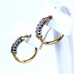 10KT SOLID YELLOW GOLD 12 DIAMONDS HOOP EARRINGS CLARITY CONFIDENCE EMPOWERMENT