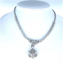 18KT WHITE GOLD NECKLACE 205 DIAMOND FLOWER 23.8DWT FINE JEWELRY 3CT