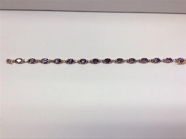 Amethyst Gold-Stone Bracelet 10K Yellow Gold 8.6g