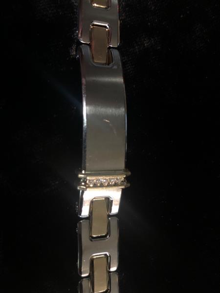 Gold & StainlessDiamond Bracelet 5 Diamonds .15 Carat T.W.