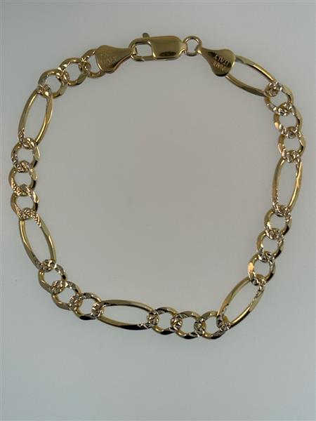 Gold Link Bracelet 14K 2 Tone Gold 9g