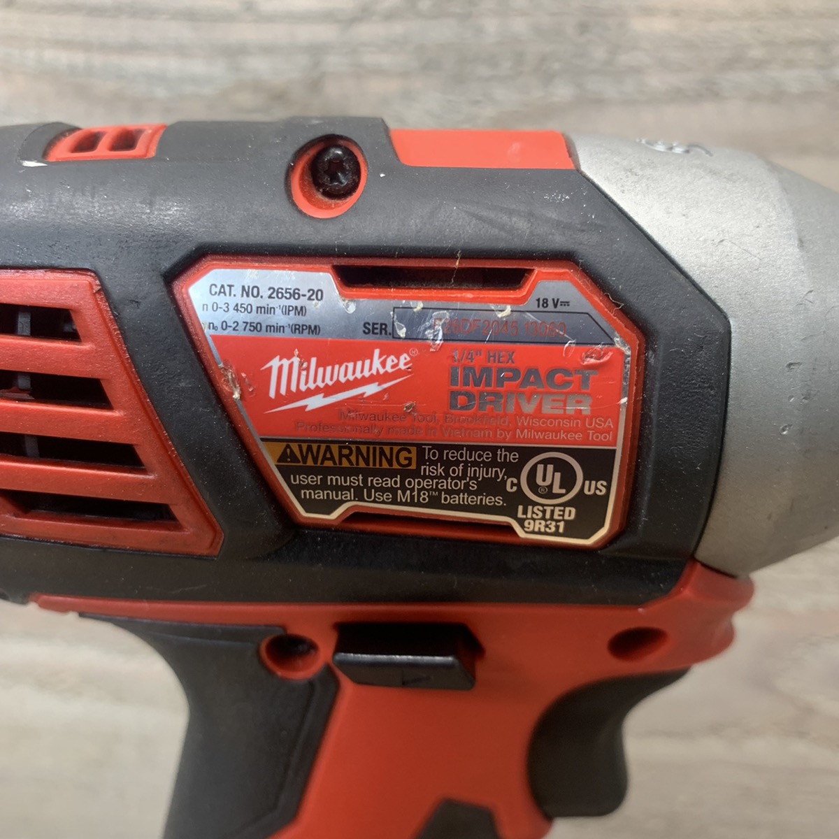 Milwaukee M18 18Volt LithiumIon 1/4 in. Hex Impact Driver Model 2656