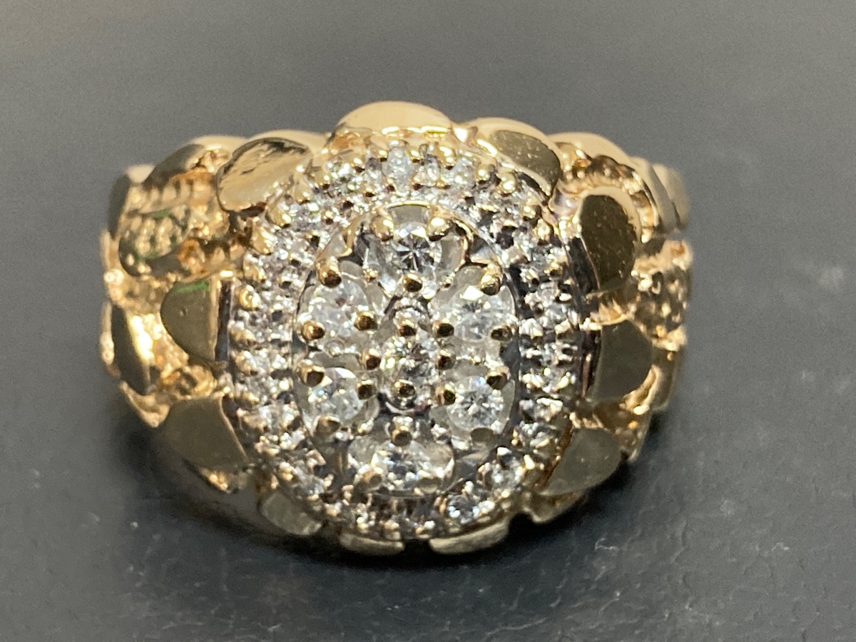 Gent's Diamond Cluster Ring 28 Diamonds .45 Carat T.W. 10K Yellow Gold ...