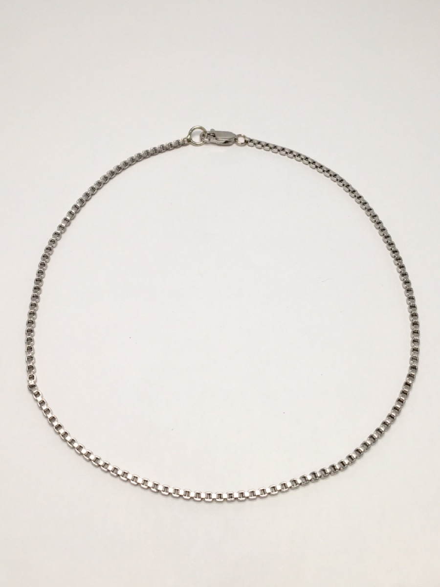 13" 14K Solid White Gold 1.8mm Thin Box Link Anklet Preowned PALACE