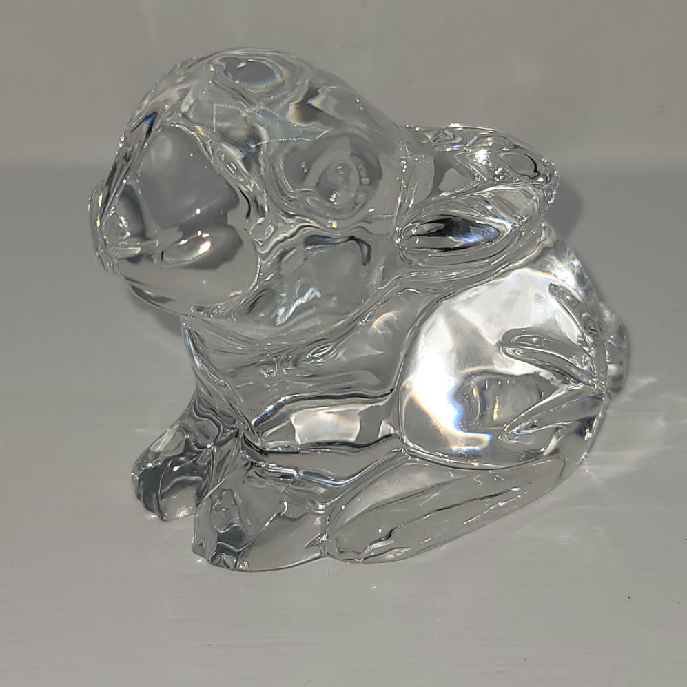 Waterford Crystal Easter Bunny Rabbit Sitting Ears Back Paperweight Figurine Very Good Liberty
