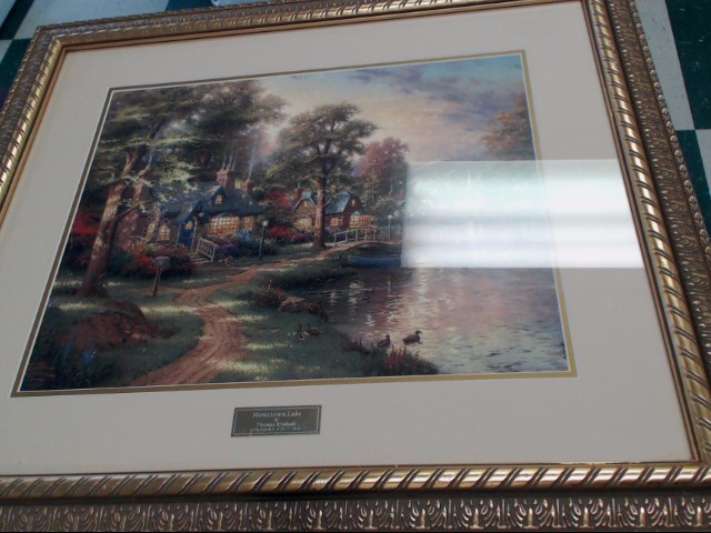 THOMAS KINKADE Print HOMETOWN LAKE LIBRARY EDITION Like New | Buya