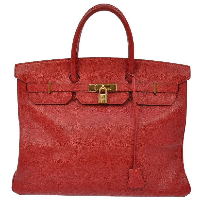 HERMES Handbag BIRKIN 40 JUMBO XL HAND BAG RED COUCHEVEL LEATHER ...