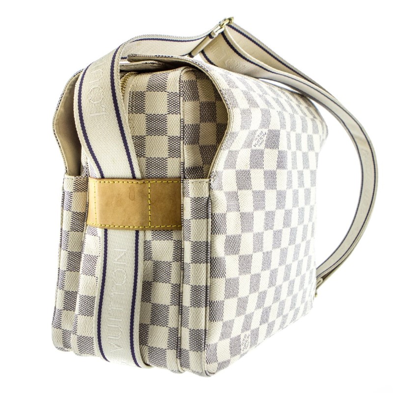 Louis Vuitton Naviglio White Damier Azur Canvas Shoulder Bag Very Good | CashCo Pawn | San Diego ...