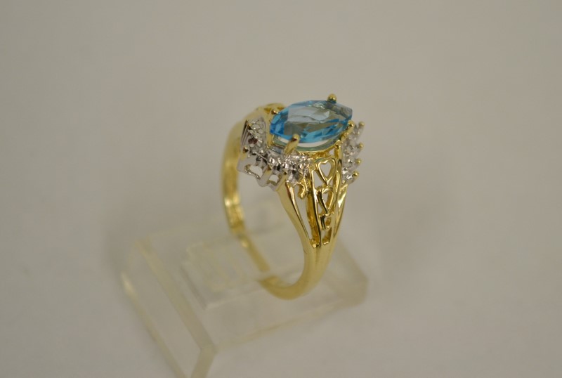 Lady's Blue Chrysoberyl 1.15ct & Dia Ring 2 Diamonds .010ctw 3.5G Sz:6 ...