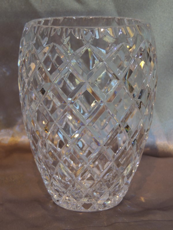CESKA VASE Bohemia Czech Crystal Diamond Cut Vase 6" Very Good | Buya