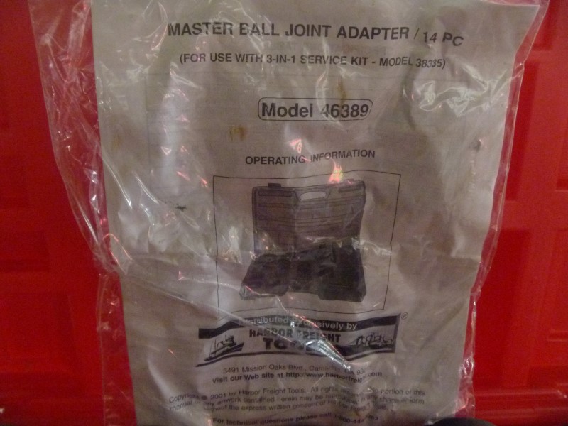 HARBOR FREIGHT TOOLS MASTER BALL JOINT ADAPTER / 14 PIECE KIT VERY