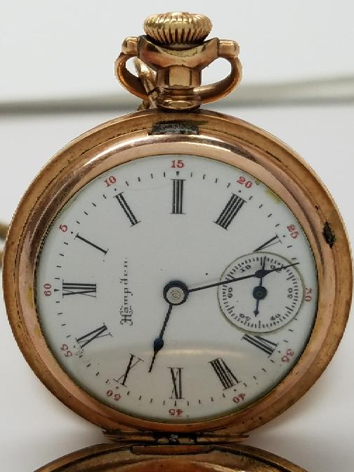 Hampden Diadem Pocketwatch Model 4 Gold Filled CH Monogram Very Good