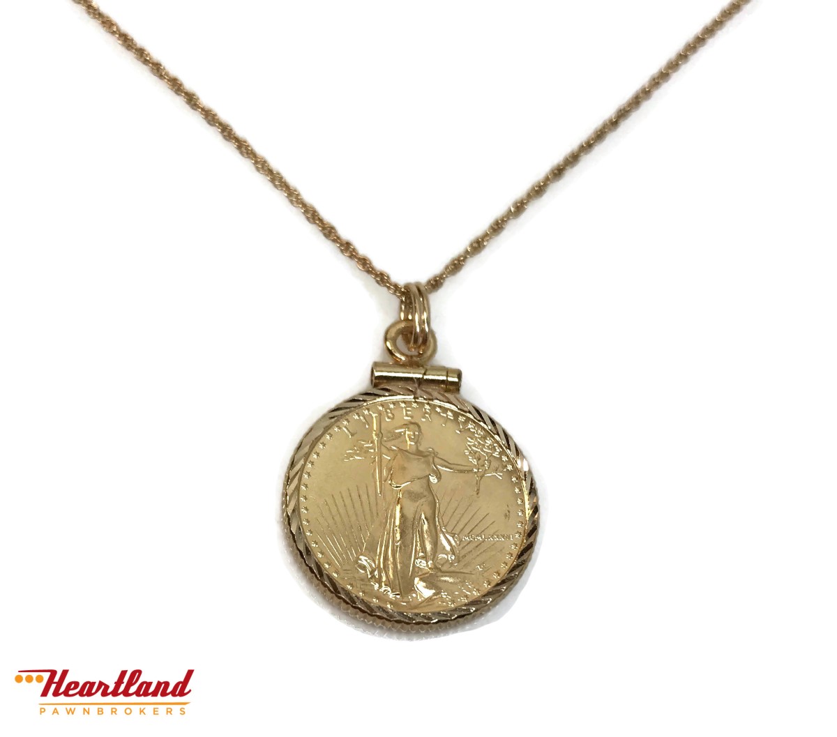 1986 Liberty 1/10oz Fine Gold 5 Dollars 15" Gold Chain 14K Yellow Gold