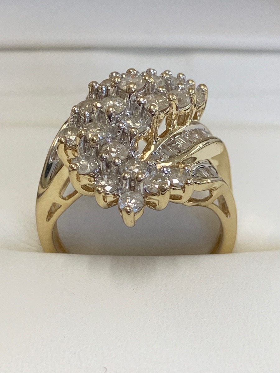 Lady's Diamond Cluster Ring 57 Diamonds 1.92 Carat T.W. 10K Yellow Gold
