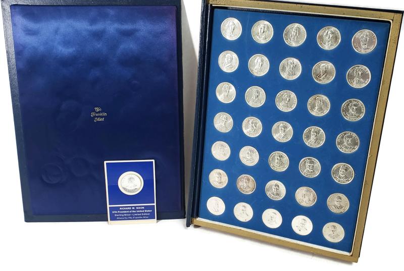 Franklin Mint 36 US President Sterling Silver Coin Collection Like New ...