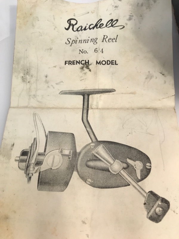 VINTAGE RAICHELL FRENCH SPINNING FISHING REEL MODEL 64 WITH BOX AND
