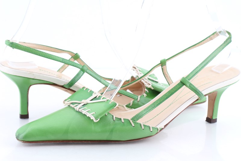 Kate Spade Green Leather Slingback Kitten Heels Acceptable Buya