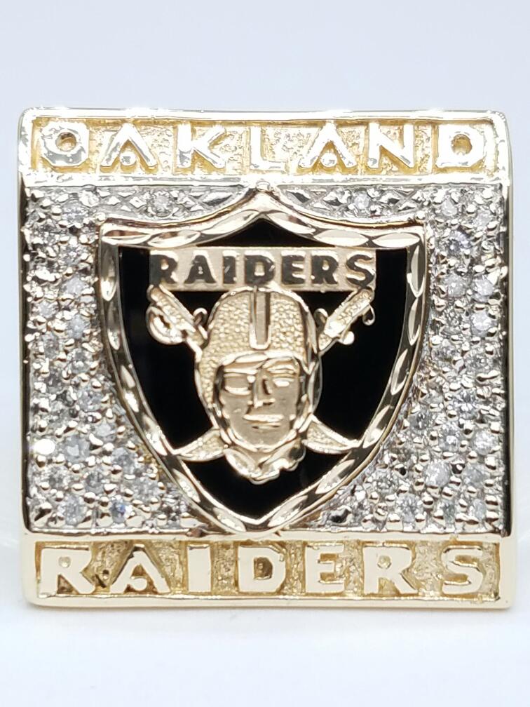 14K 2Tone Gold Diamond Onyx Gemstone Oakland Raiders Ring